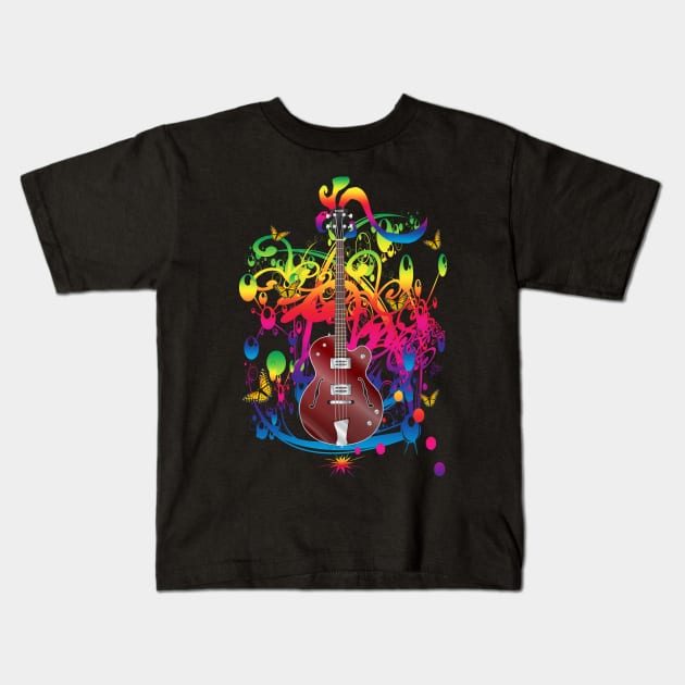 Bass Guitar Color splash Kids T-Shirt by icarusismartdesigns